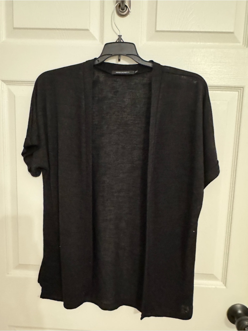 Women's Black Open-Front Short-Sleeve Cardigan